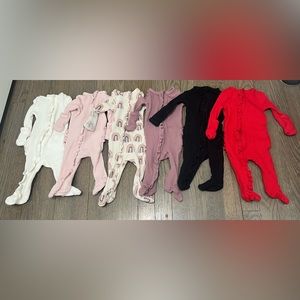 SOLD Lot of 6 0-3m SpearmintLOVE waffle ruffle zip footies
